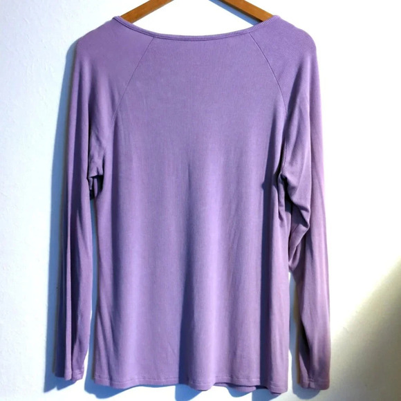 Long Sleeve Ribbed Henley Casual Top Size XL - Picture 5 of 7